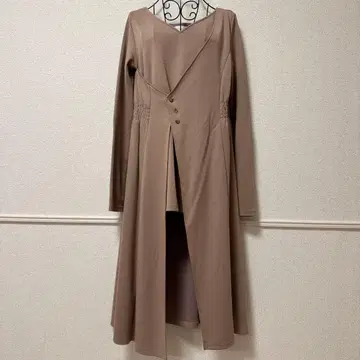 브라운 긴팔 롱 원피스