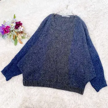 [ KBF ] 네이비 그라데이션 돌먼 니트(F) 루즈핏