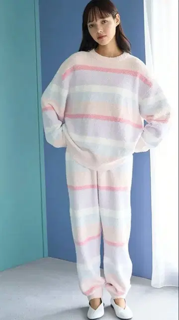 젤라또피케 베비모코 컬러풀 보더 풀오버 & 롱 팬츠