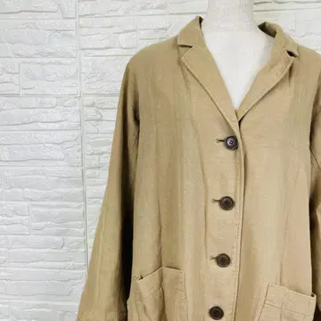 사만사 모스모스 롱 코트 베이지 F 린넨 블렌드 [ 2833-2 ]