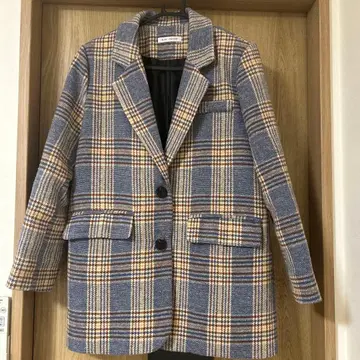 Blue 체크 무늬 자켓