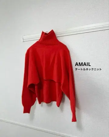아마일 터틀넥 니트 빨간색