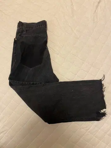 77circa 블랙 데님 프린지 밑단