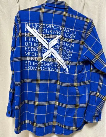 BUMP OF CHICKEN BFLY 플란넬 셔츠 파랑 M 체크 무늬