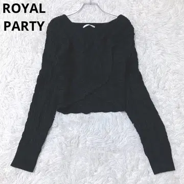 로얄 파티 긴팔 니트 풀오버 스웨터 케이블 짜임 숏 기장