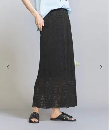 레이스 플리츠 스커트 -워셔블-