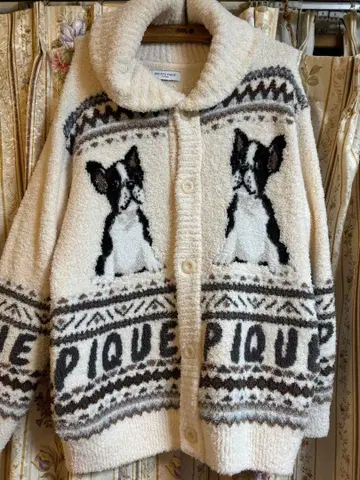 GELATO PIQUE 강아지 패턴 보아 가디건 M 사이즈
