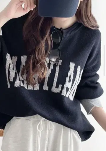 2wayMIX얀 바이컬러 로고 니트