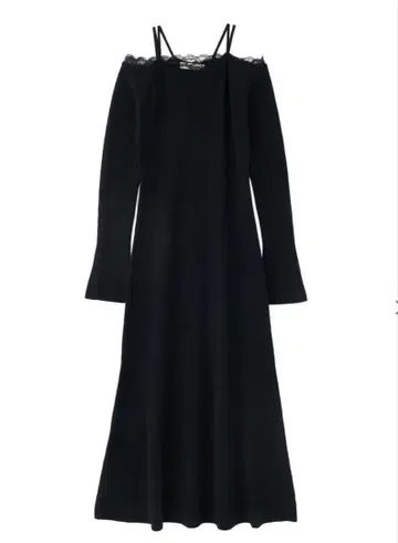 [ 새상품 ] COCO DEAL 레이스 틸 오프숄더 니트 원피스 블랙