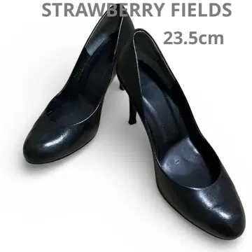 블랙 펌프스 23.5cm 블랙 포멀 하이힐 라운드토 천연 가죽