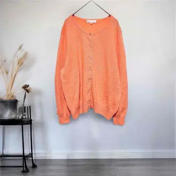 쿠미쿄쿠 고급 캐시미어 가디건 겉옷 부드러운 오렌지 컬러 펄 사이즈 7