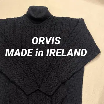 아일랜드 제 ORVIS 터틀넥 아란 니트 네이비 XL