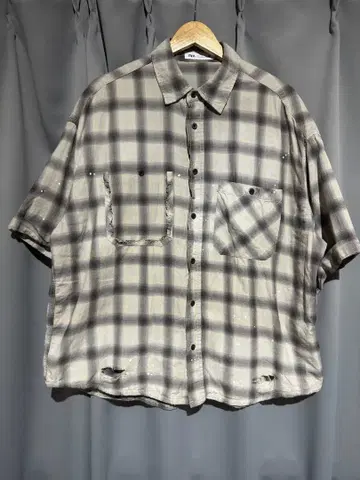 ZARA (L) 그라데이션 체크 셔츠