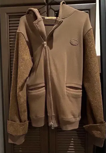 브라운 풀 집업 후드티