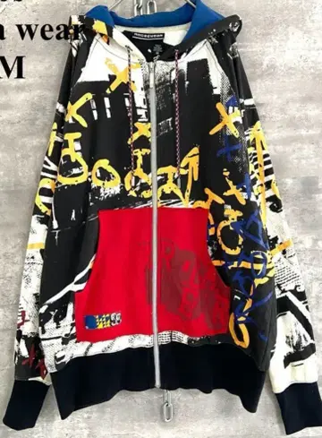 레어 Y2K 로카웨어 올 패턴 후드티 M