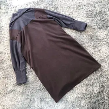 BITTOKO [M 상당] 인기 스웨이드풍 롱 코트 그레이 x 브라운