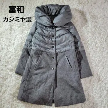 토와 다운 자켓 다운 코트 롱 절개 캐시미어 혼방 이소재 A라인