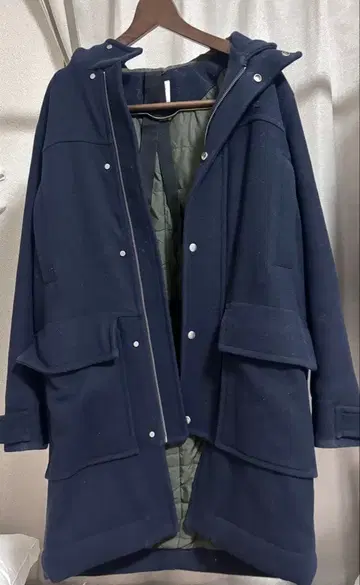 LACOSTE L!VE 네이비 롱 코트