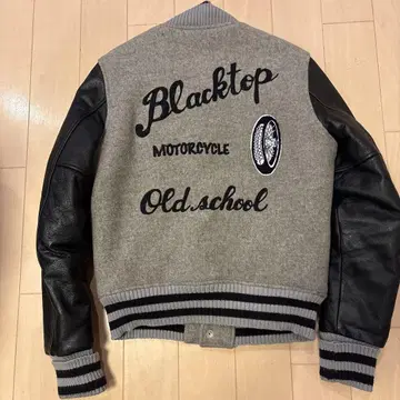 중고 블랙탑 모터사이클 바시티 자켓 S 그레이 x 소매 가죽 블랙