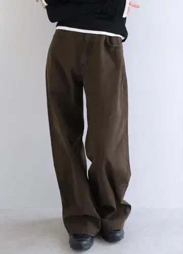 ANME 루즈 데님 스트레이트 와이드 팬츠