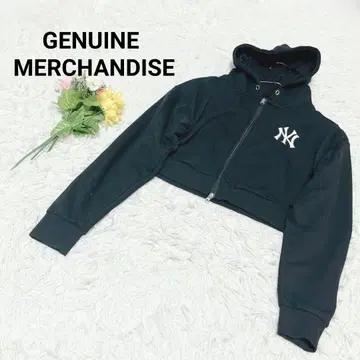 제뉴인 머천다이즈 [ L ] 후드티 크롭 기장 양키스 자수 로고