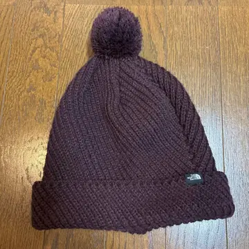 THE NORTH FACE 폼폼 포함 니트 모자 다크 퍼플
