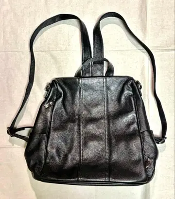 블랙 가죽 럭색 백팩
