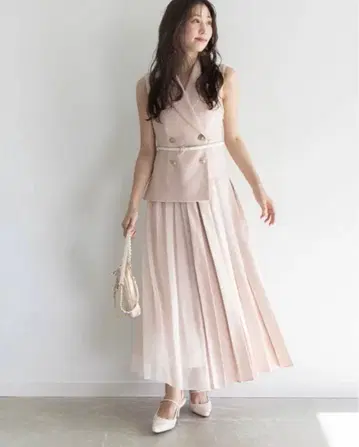 RANDA 자켓 라이크 플리츠 레이어드 원피스