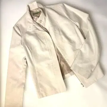 아이보리 자켓 M 스웨이드 느낌 화이트 흰색 하이넥 스타일 포켓 있음