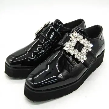 Evol 블랙 에나멜 로퍼 비쥬 포함 22.5cm 통굽 블랙