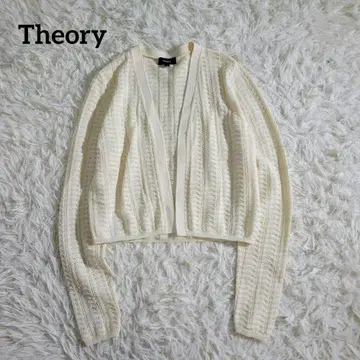 새상품급 Theory(띠어리) 가디건 니트 크로 셰 뜨개질 레이스 노카라