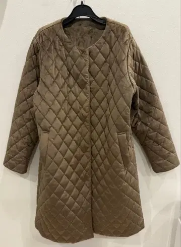 Sheson 브라운 기모 퀼팅 롱 코트