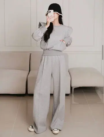 속기모 프릴 맨투맨 셋업