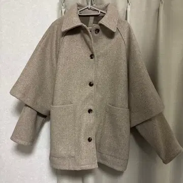 슬리브 컨셔스 미들 기장 코트 그레일