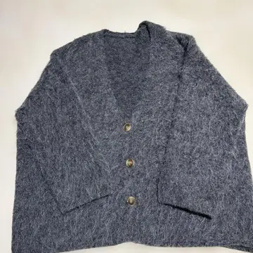 AND SEARCH 그레이 샤기 니트 가디건