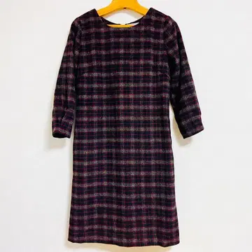 아나텔리어 체크 원피스 anatelier 포켓 폐점 블랙 빨간색 화이트