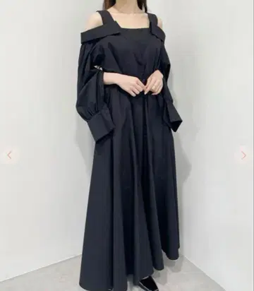 COCODEAL 니트 레이어 TC 슬릿 셔츠 플레어 원피스