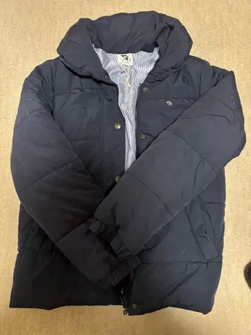 새상품급 아놀드 파머 네이비 후드 부착 다운 자켓