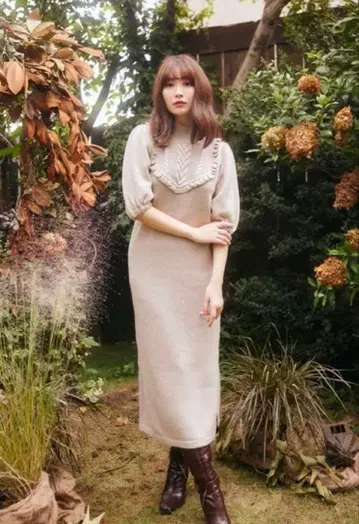 Herlipto Belted Ruffle Cable-Knit Dress