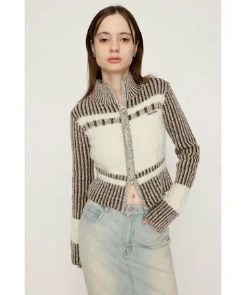 SLY SHAGGY MIX ZIP UP KNIT 상의 슬라이 W 지퍼