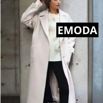 EMODA 에모다 롱 코트 화이트 체스터 코트 빅 오버
