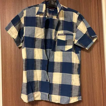 인디고 염색 체크 셔츠 반팔