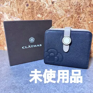 CLATHAS 블랙 이단 접이식 지갑 클레사스 라운드 지퍼