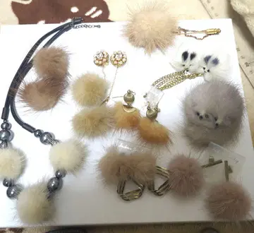 복슬복슬 퍼 액세서리 세트 베이지 계열