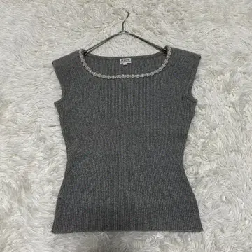 FOXEY 폭시 캐시미어 100% 반팔 니트 비쥬 그레이 40 사이즈