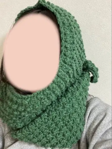 소피 후드풍 후드 부착 머플러 그린 핸드메이드