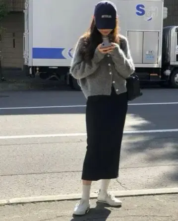 ounce 알파카 가디건 그레이 한국 여성용