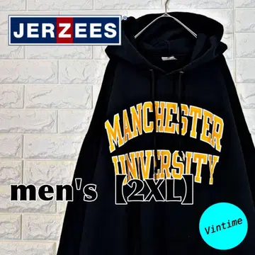 y44 [JERZEES] 프린트 로고 후드티 [남성용 2XL] 블랙