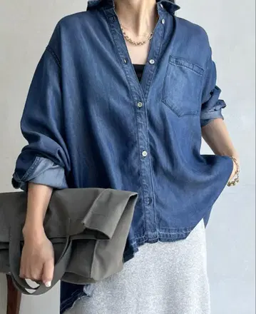 새상품급 doudou 셀 데님 셔츠 블루