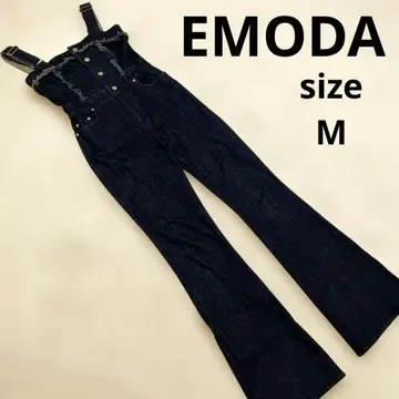 새상품급 EMODA 데님 플레어 살로펫 오버롤 프린지 살로펫